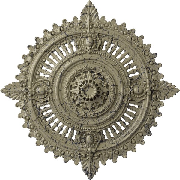 Ekena Millwork Haylynn Ceiling Medallion (Canopies up to 1 1/4"), 29 1/8"OD x 1 1/4"ID x 4"P, Castle Stone Crackle CM29HYCSC - main
